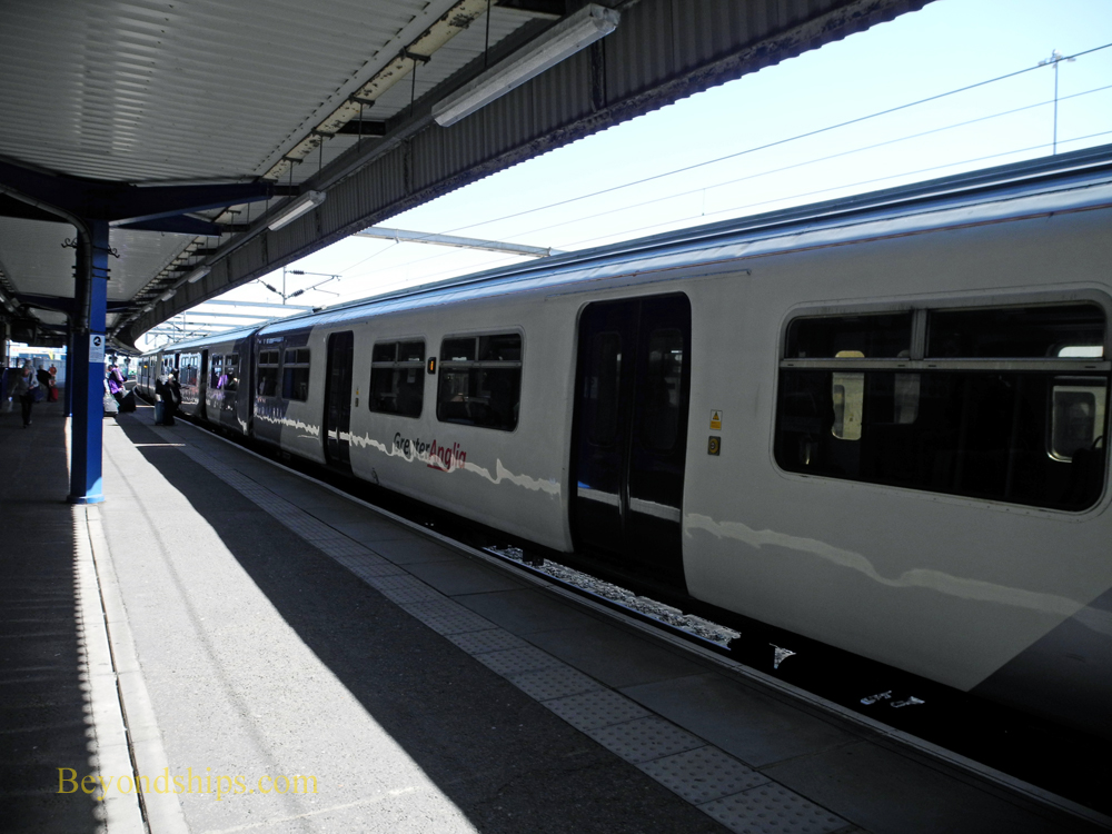 Train at Harwich International Stataion next to the cruise terminal