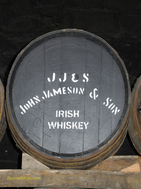 A barrel of Irish Whiskey maturing at the Jameson Experience, near Cork, Ireland
