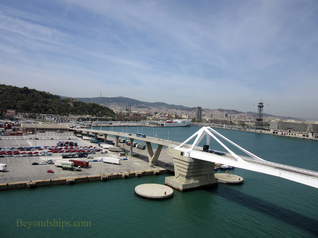 Bridge connecting the cruise port to the mainland,  Barcelona, Spain