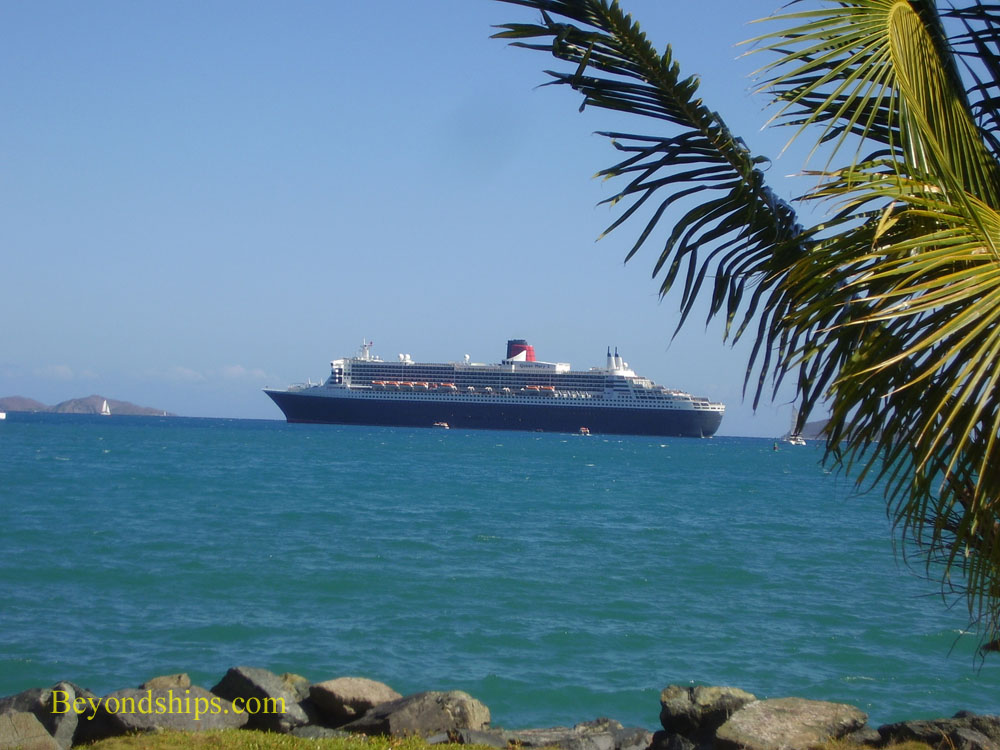 Queen Mary 2 off Tortola