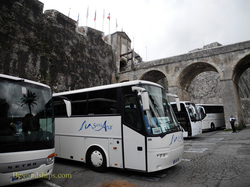 Tour buses in Villefranche, France