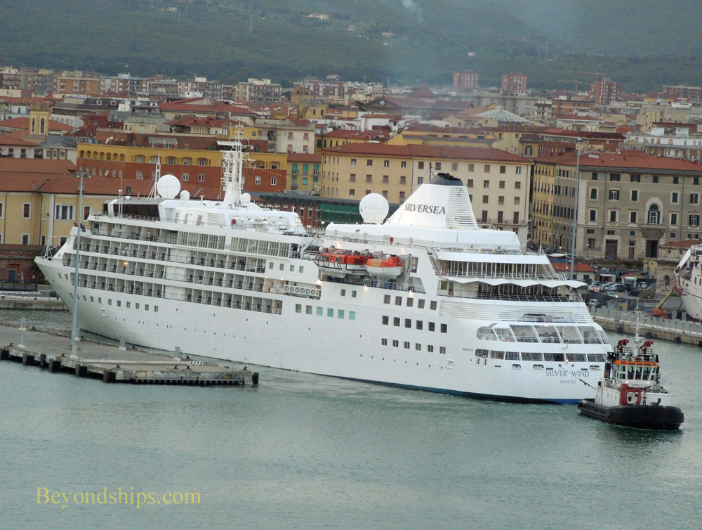 Cruise ship Silver Whisper docked in Livorno, Italy