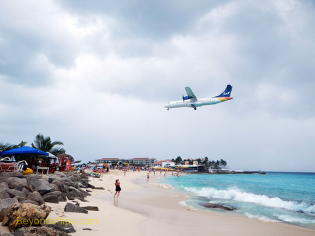 Airplane over Maho Beach, St. Maarten 
