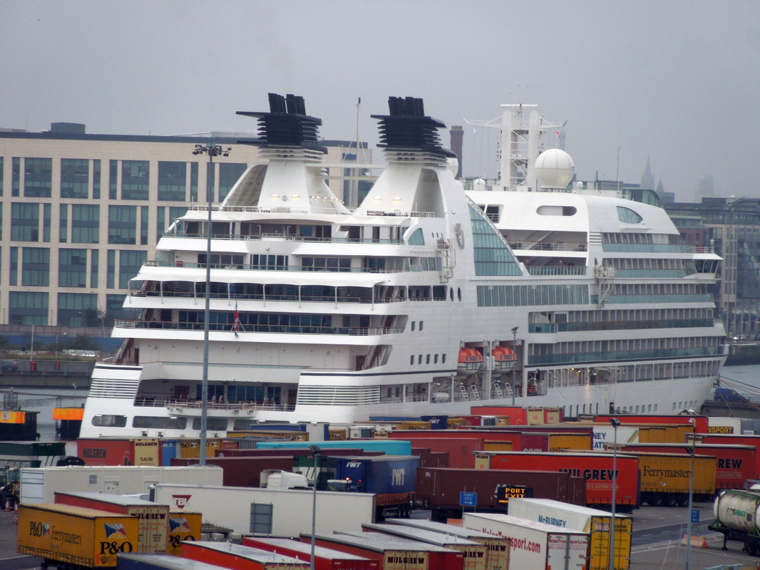 Seabourn Sojourn at Lighthouse at cruise port Dublin Ireland