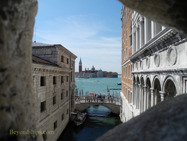 Picture cruise destination Venice Italy view from bridge of sighs