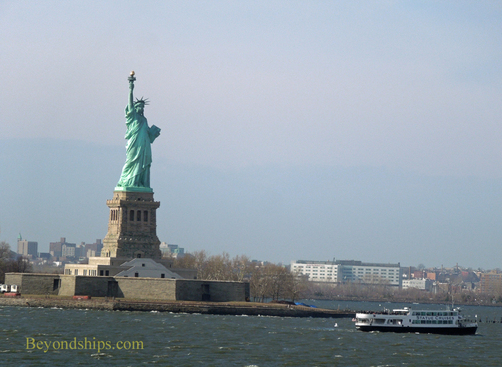 The Statue of Liberty and tour boat