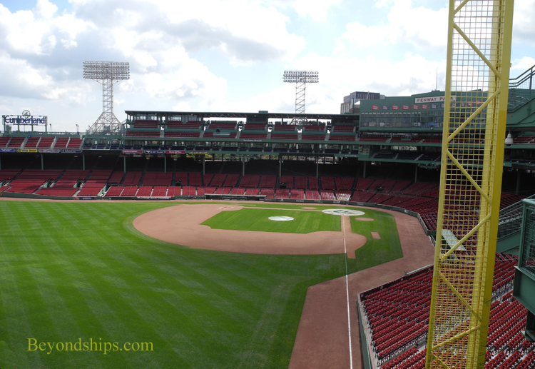 View from Fisk foul pole atop the Green Monster Fenway Park Boston