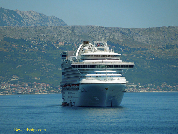 Crown Princess cruise ship tendering off Split Croatia