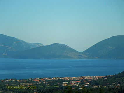 View of Ithaca from Cephalonia Greece