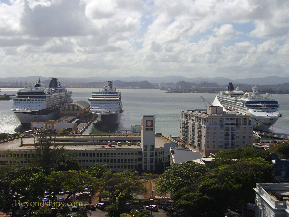 Picture cruise ships seen from San Cristobal, Old San Juan, cruise destination