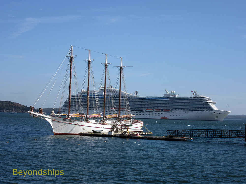 Margaret Todd sailboat and Royal Princess cruise ship, Bar Harbor, Maine