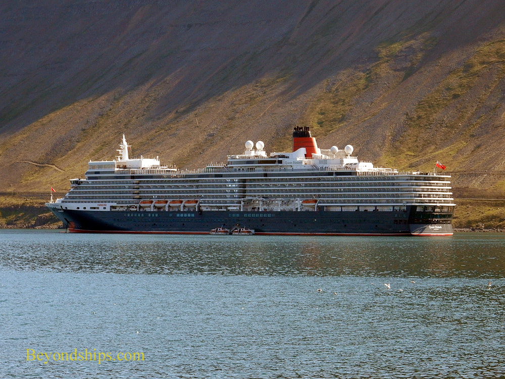 Cruise ship Queen Elizabeth in Isafjordur, Iceland
