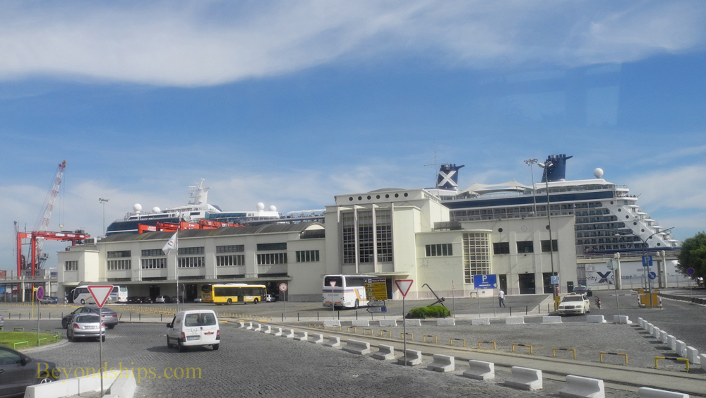 Lisbon Alcantar cruise terminal with Celebrity Eclipse cruise ship