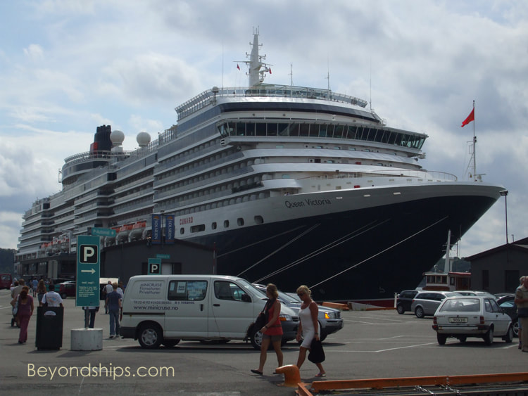 Queen Victoria cruise ship at the cruise terminal in Cruise terminal, Oslo, Norway.