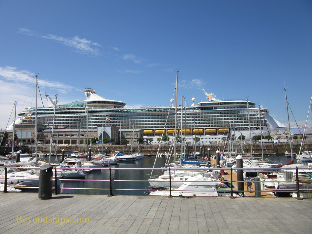 Marina and cruise ship in Vigo, Spain