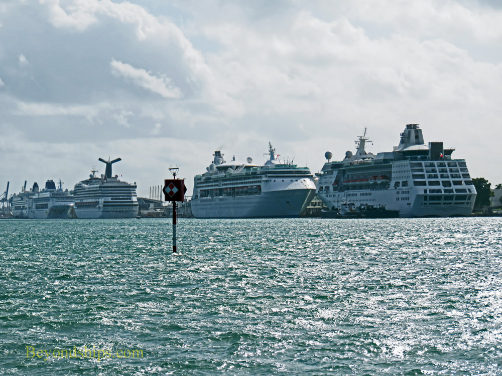 Cruise ships at Dodge Island, Miami cruise port