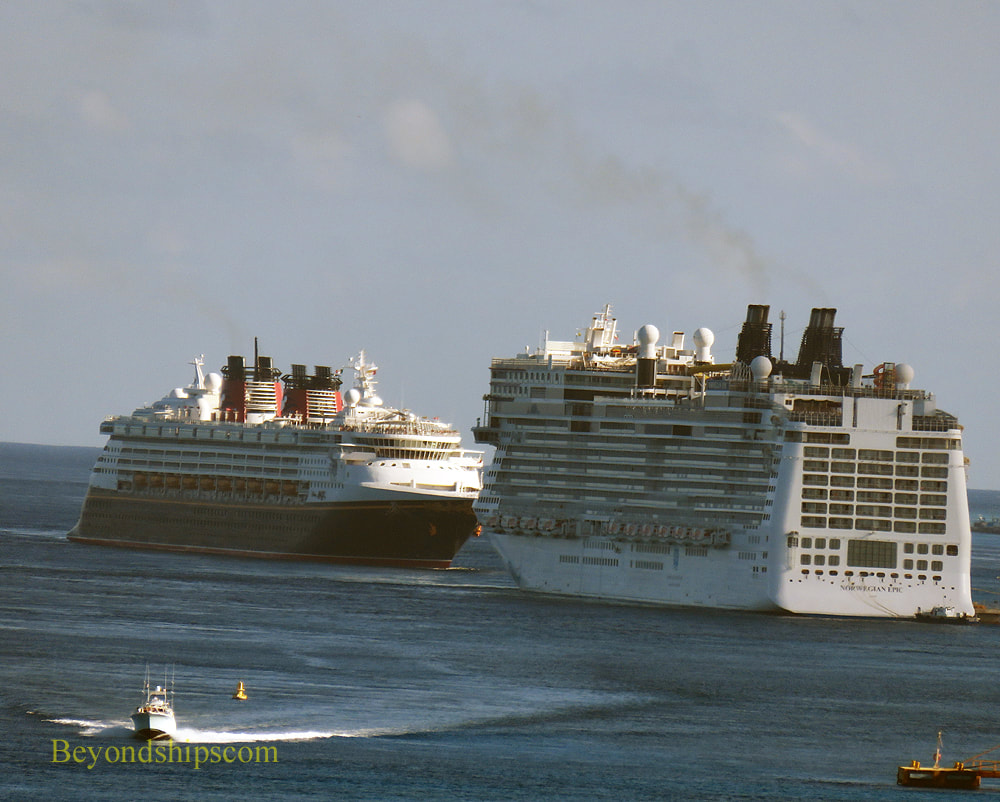 Cruise ships Disney Magic and Norwegian Epic