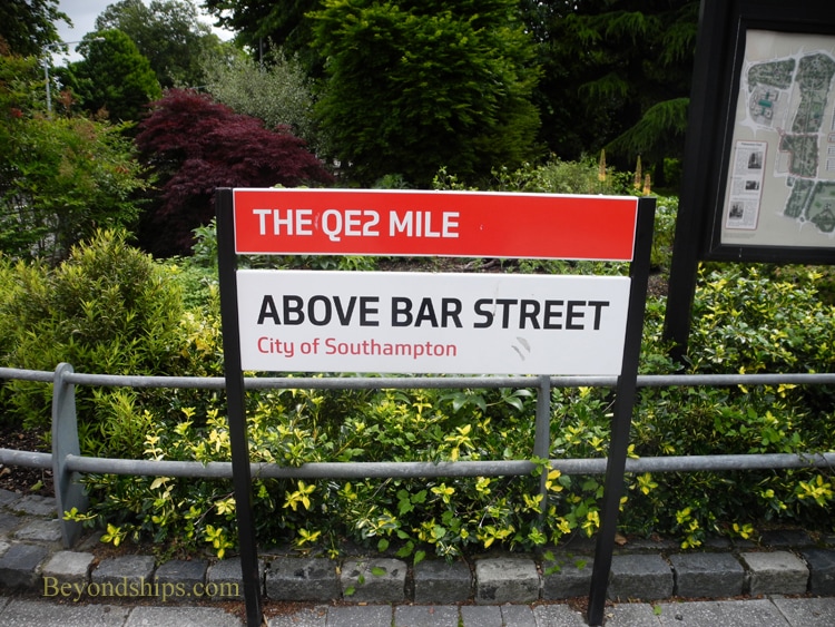 QE2 Mile sign Southampton, England