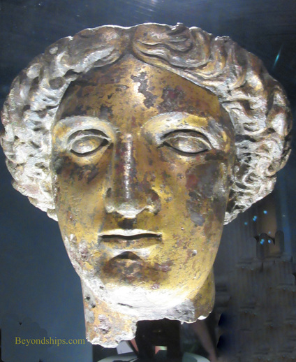 Head of Minerva statue, Roman Baths, Bath England